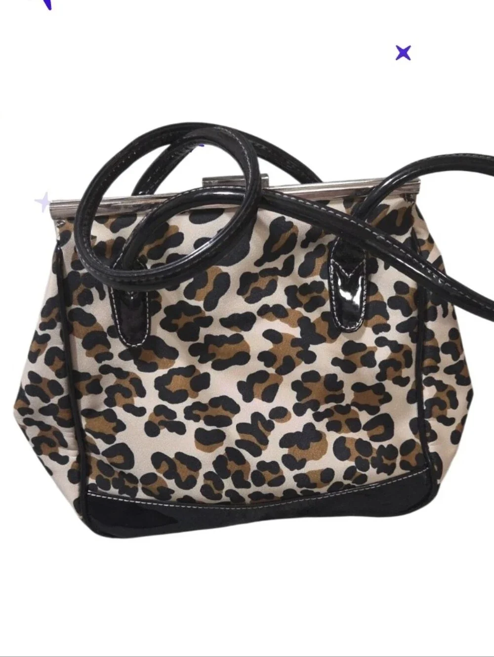 New Vtg Leopard Print Satchel Handbag in Brown and Black